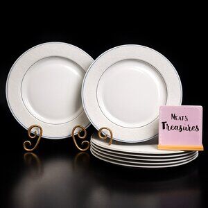 American Manor China CHANTILLY Cream Flowers Platinum Salad Lunch Plates Set 7